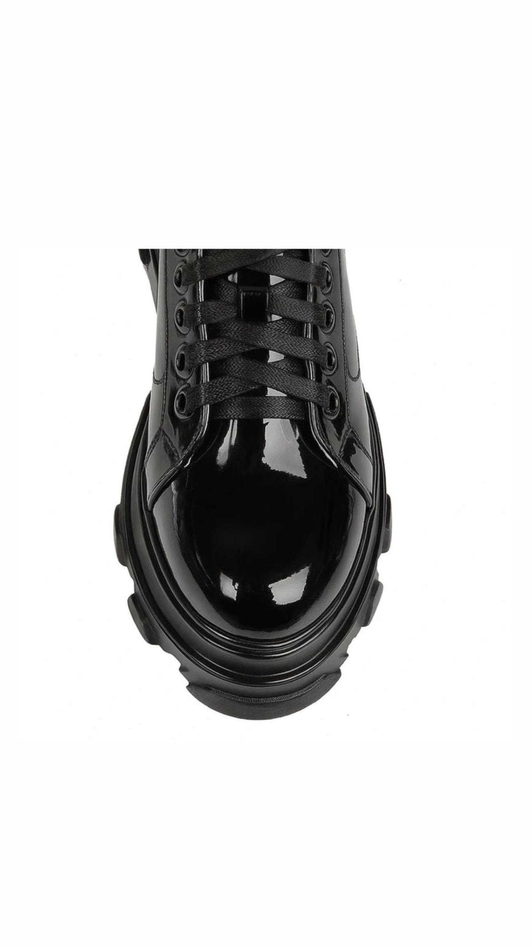 URBNKICKS Women's Leather Sneakers Shinny collegiate, Alternate, color, Black