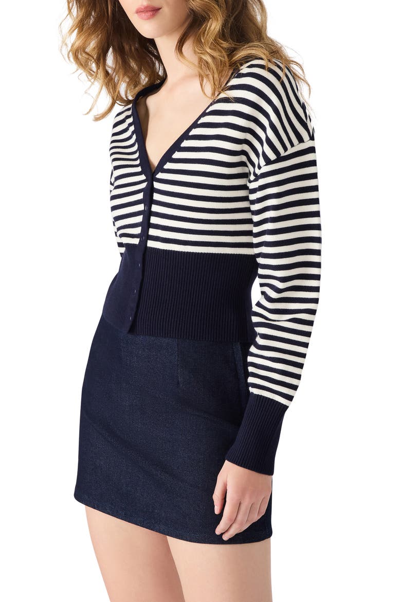 Lauryn Stripe Crop Cardigan, Alternate, color, MIDNIGHT