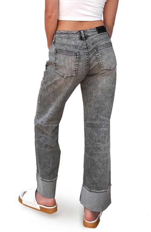 Hint Of Blu Cuffed Ankle Wide Leg Jeans In Gray