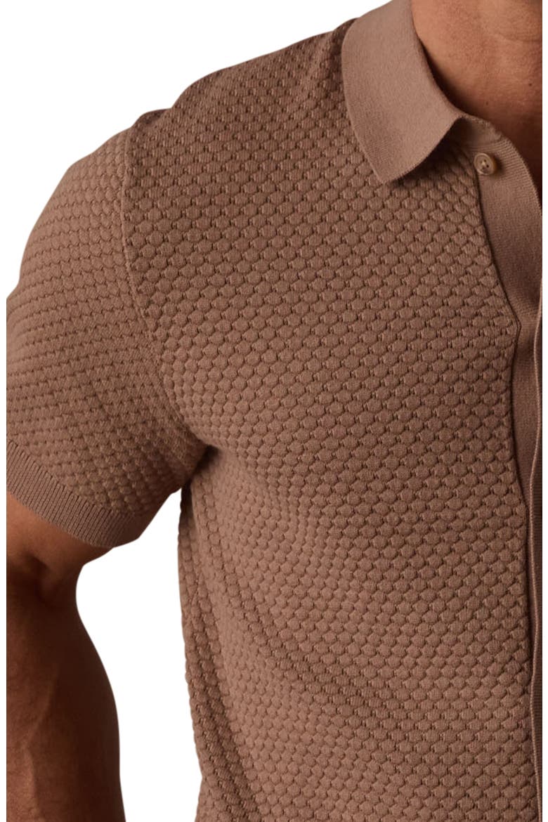 Robles Jacquard Knit Short Sleeve Button-Up Shirt, Alternate, color, TAUPE