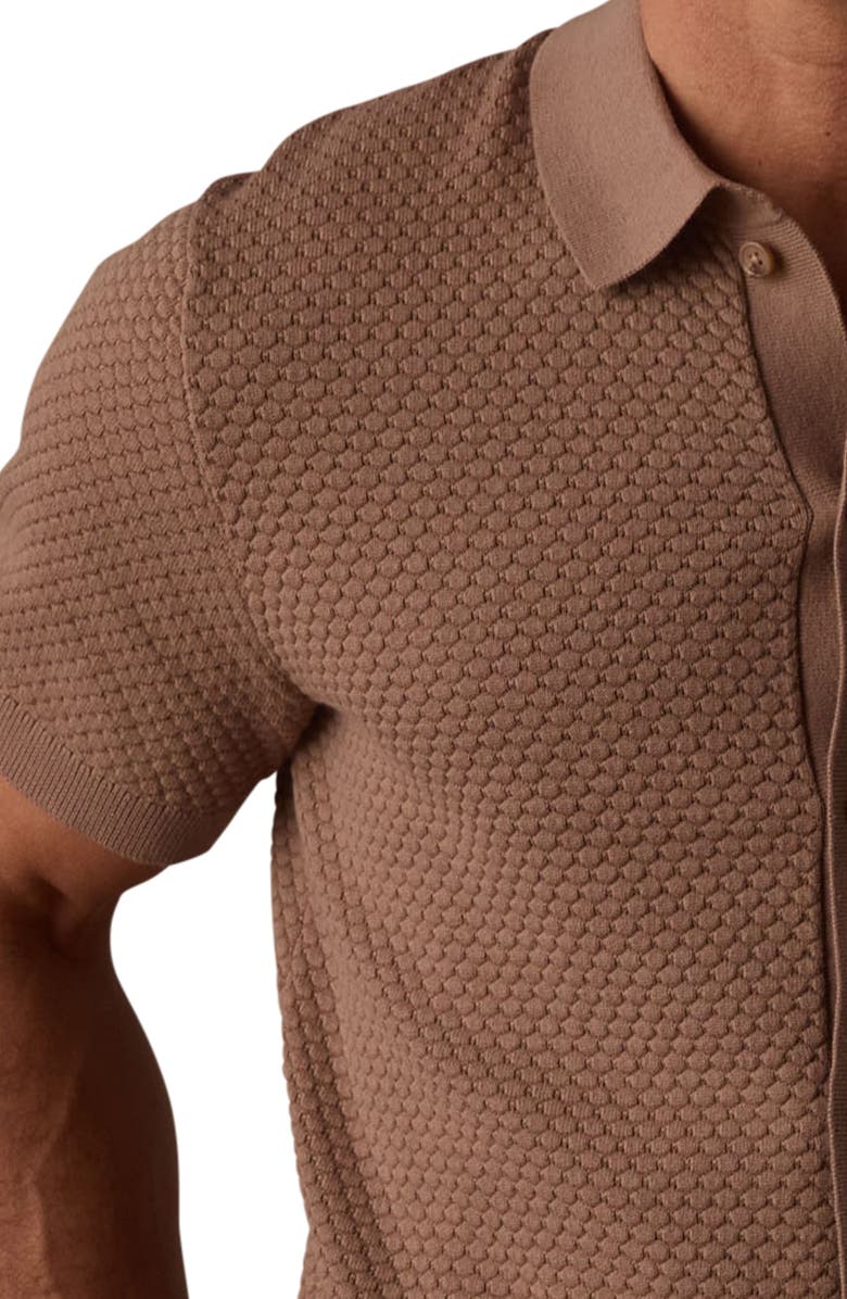 The Normal Brand Robles Jacquard Knit Short Sleeve Button-Up Shirt, Alternate, color, Taupe