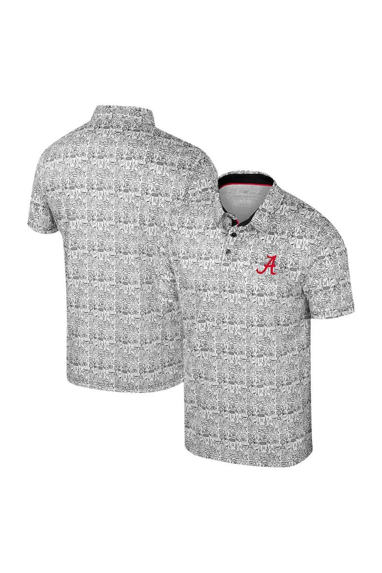 Men's Colosseum White Alabama Crimson Tide Big & Tall It's Time! Allover Printed Polo, Main, color, White