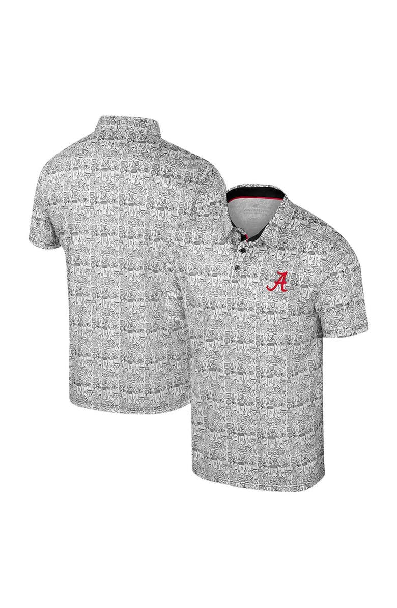 COLOSSEUM Men's Colosseum White Alabama Crimson Tide Big & Tall It's Time! Allover Printed Polo, Main, color, White