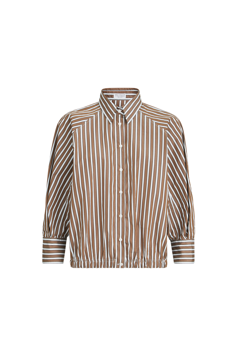 Shadow stripe poplin shirt, Alternate, color, Brown