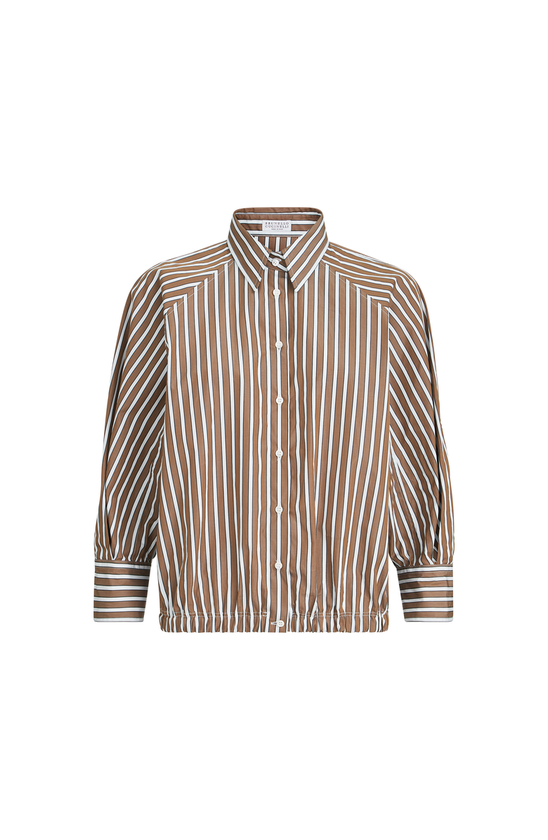 Brunello Cucinelli Shadow stripe poplin shirt, Main, color, Brown