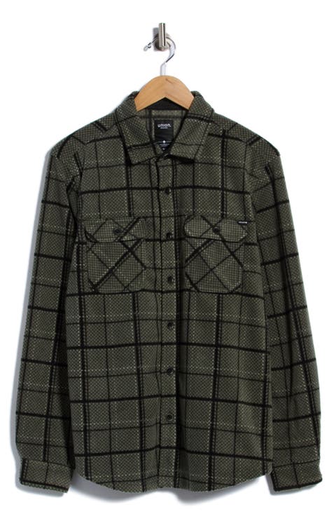 Cascade Buffalo Plaid Microfleece Button-Up Shirt