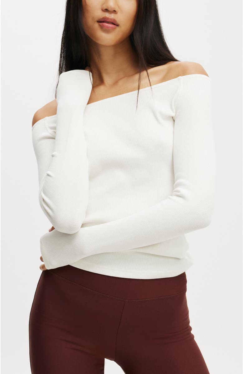COTTON ON BODY Women's Active Rib Off Shoulder Longsleeve, Main, color, 