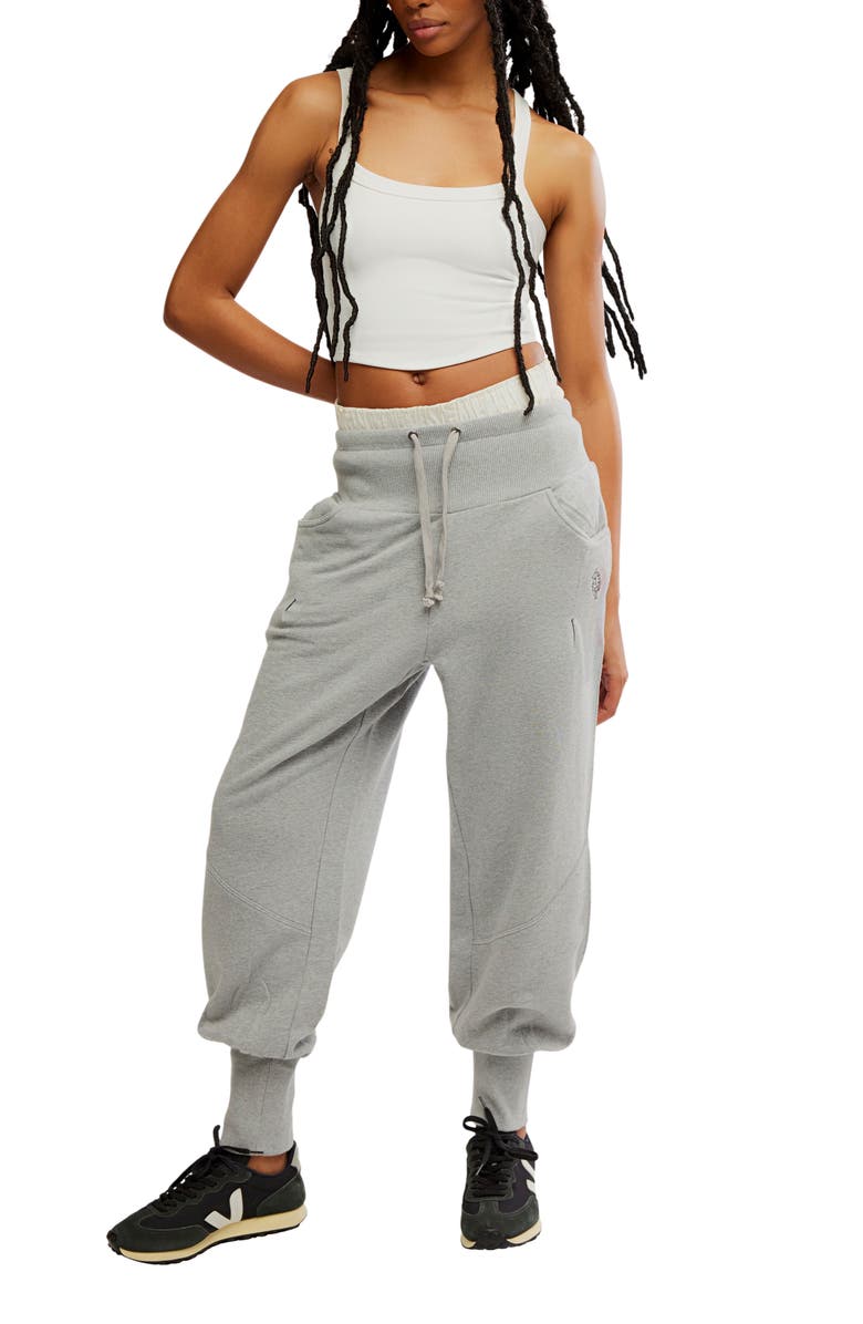 Free People Day Off Tie Waist Pants, Alternate, color, Heather Grey