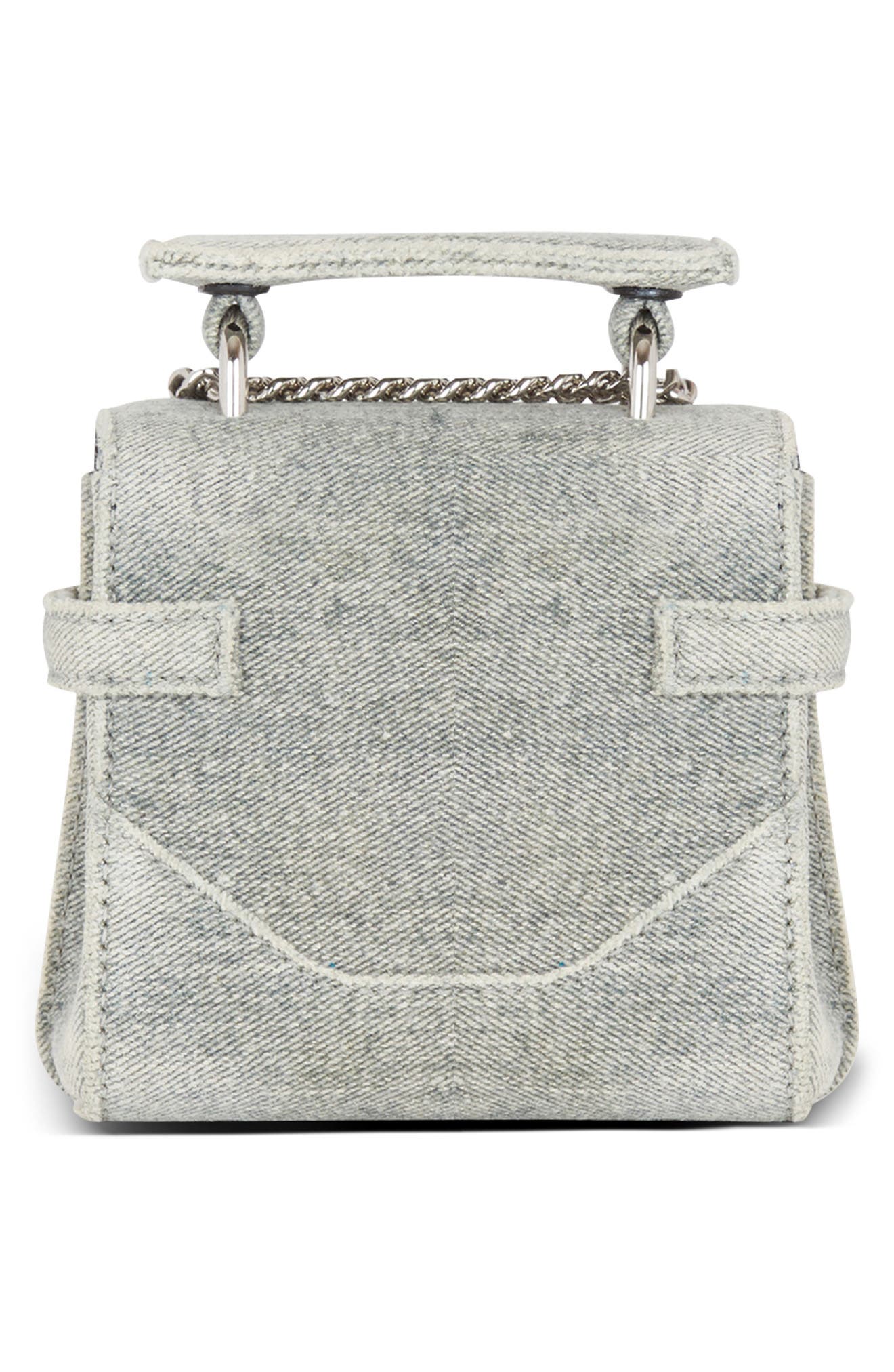Balmain Mini B-Buzz Denim Crossbody, Alternate, color, 