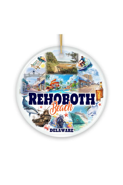 Rehoboth Beach De Coastal Collage Ornament - Version 1