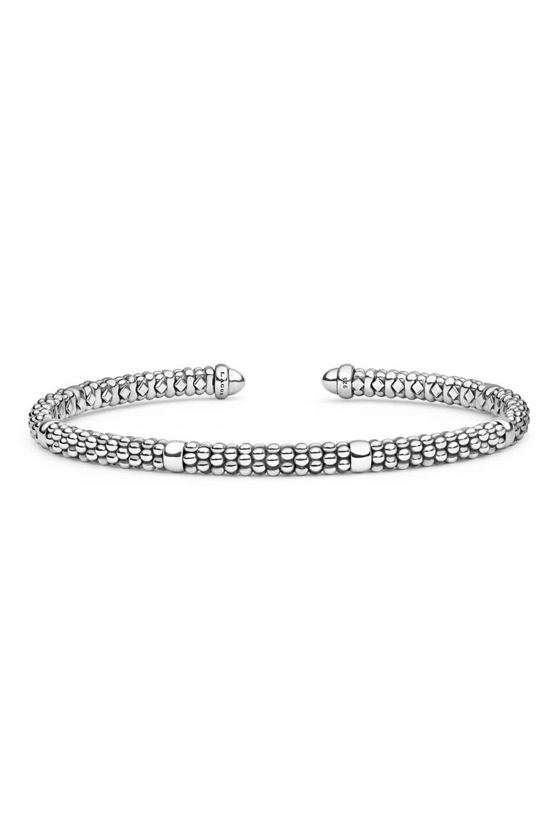 Silver Caviar Beaded Mini Versa Torque Bracelet, Alternate, color, SILVER