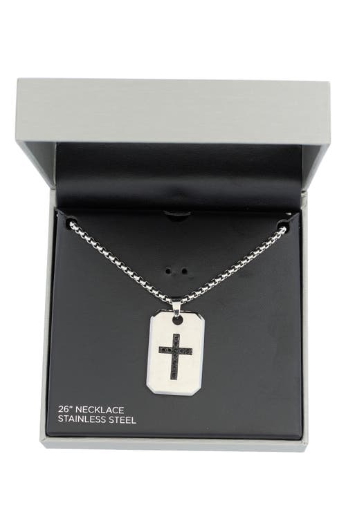 American Exchange Stainless Steel Cross Dog Tag Pendant Necklace In Silver