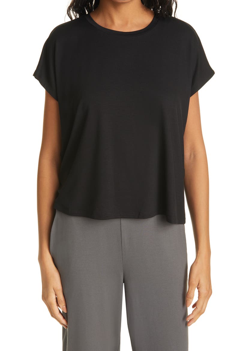 Crewneck Boxy Top, Main, color, BLACK