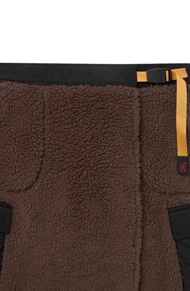 Gramicci Benette Faux Shearling Skirt, Alternate, color, Black X Brown