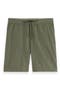 Flat Front Slub Cotton & Linen Twill Drawstring Bermuda Shorts