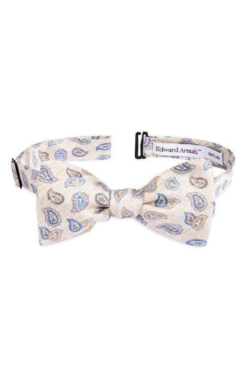 Shop Edward Armah Neat Paisley Silk Bow Tie In Beige