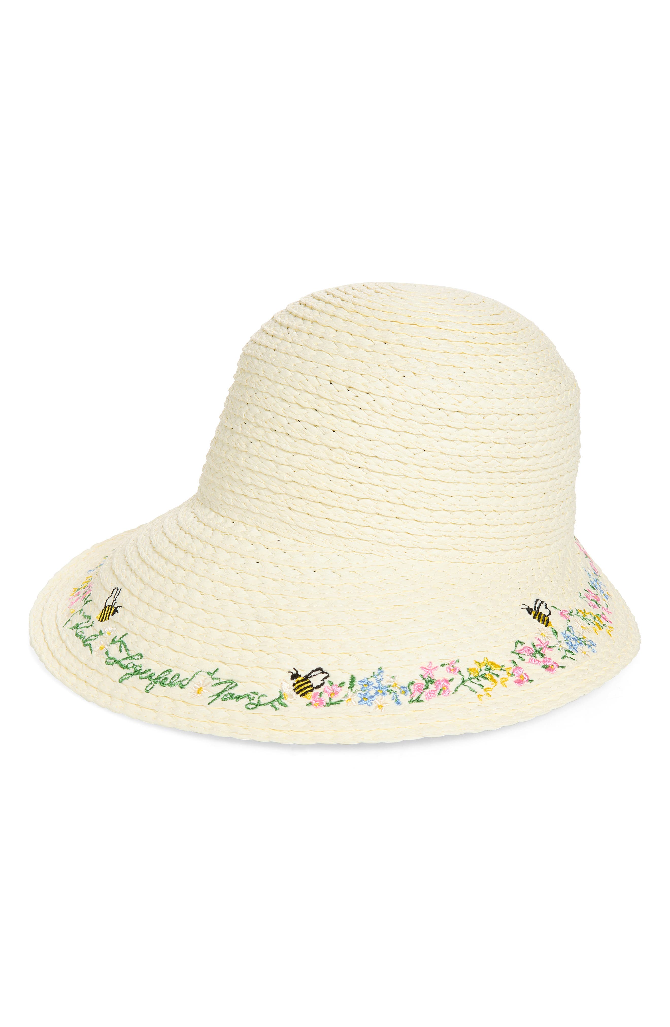 KARL LAGERFELD PARIS Garden Reader Embroidered Straw Hat