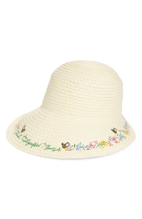 Garden Reader Embroidered Straw Hat