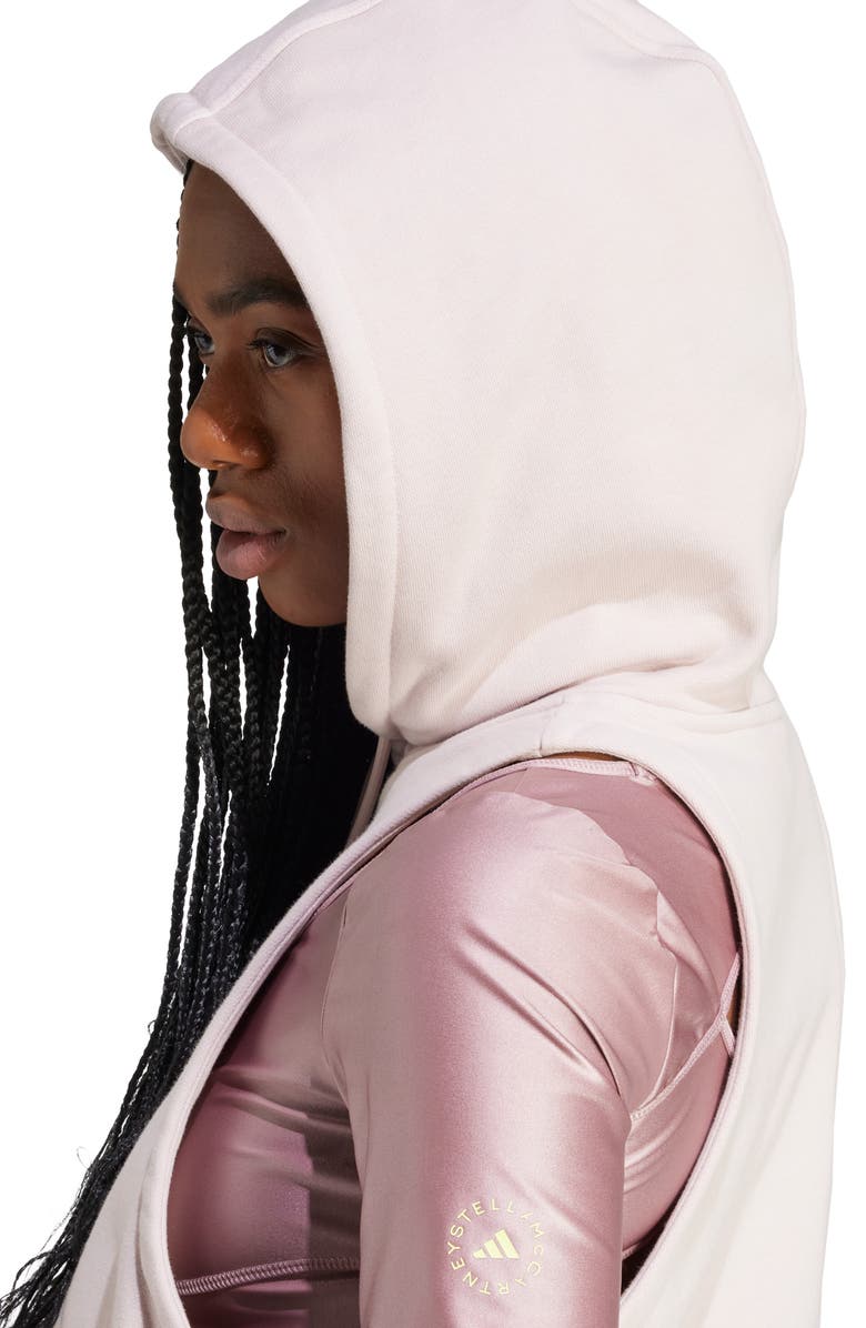 adidas by Stella McCartney Sleeveless Cotton French Terry Hoodie, Alternate, color, New Rose