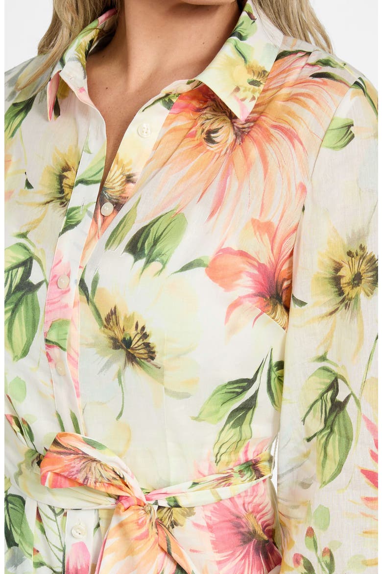 Faith Floral Print Tie Waist Shirtdress, Alternate, color, PAINTED DAISIES PRINT