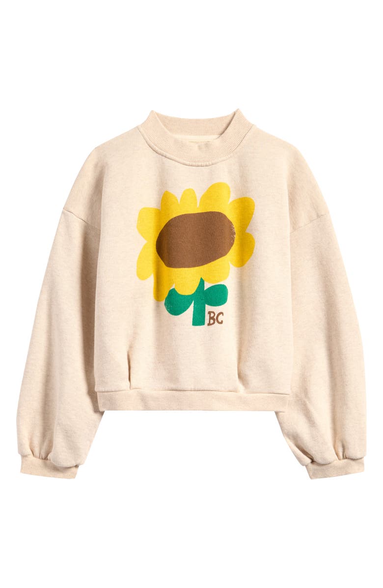 Bobo Choses Kids' Sunflower Crop Sweatshirt, Main, color, Offwhite
