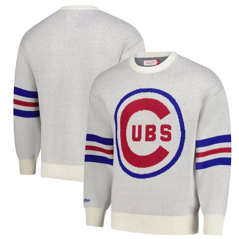 Men's Mitchell & Ness Cream Chicago Cubs Retro Pullover Sweater