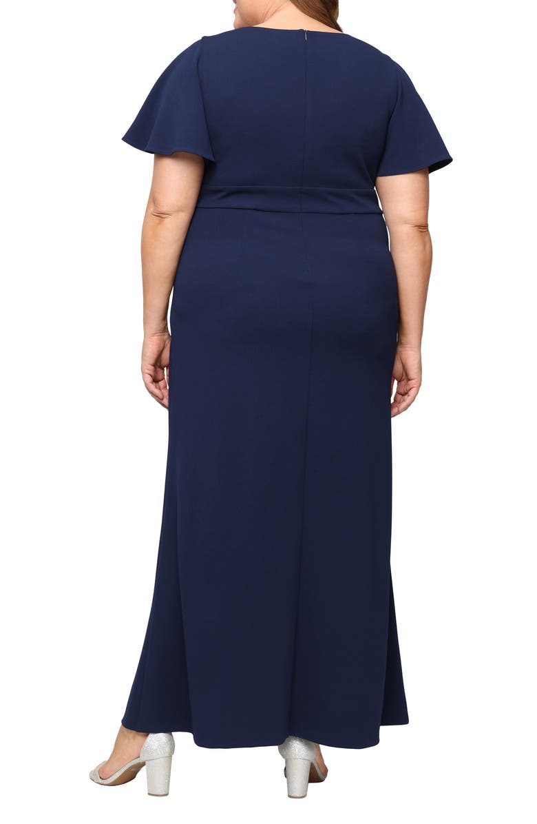 SL FASHIONS Scuba Crepe Dress, Alternate, color, Navy