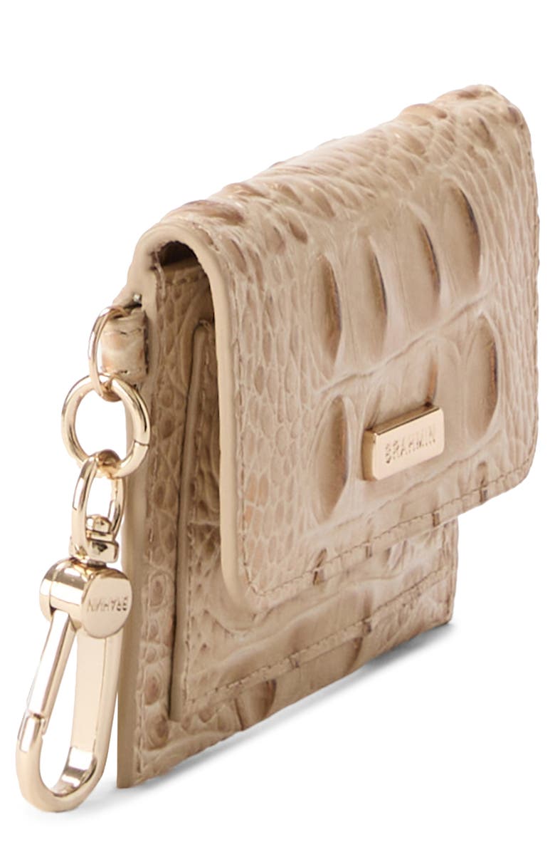 Brahmin Ricki Croc Embossed Leather Card Case, Alternate, color, Sandstorm Alden Road
