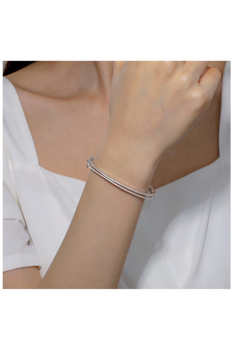 Hinged Simulated Diamond Bangle, Alternate, color, WHITE