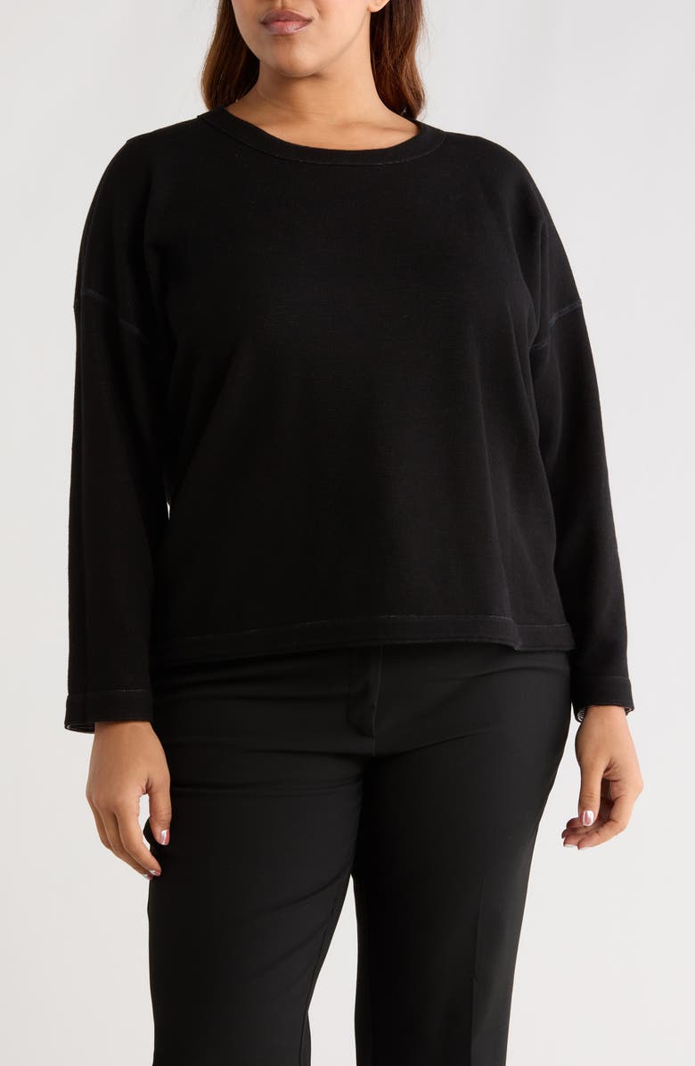 Eileen Fisher Reversible Organic Cotton Top, Alternate, color, Black/ Ivory