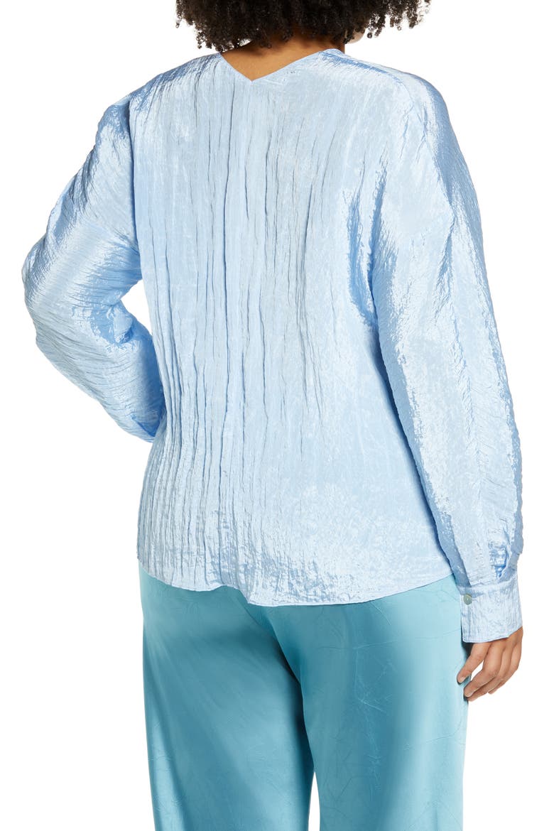 Double V-Neck Blouse, Alternate, color, CERULEAN
