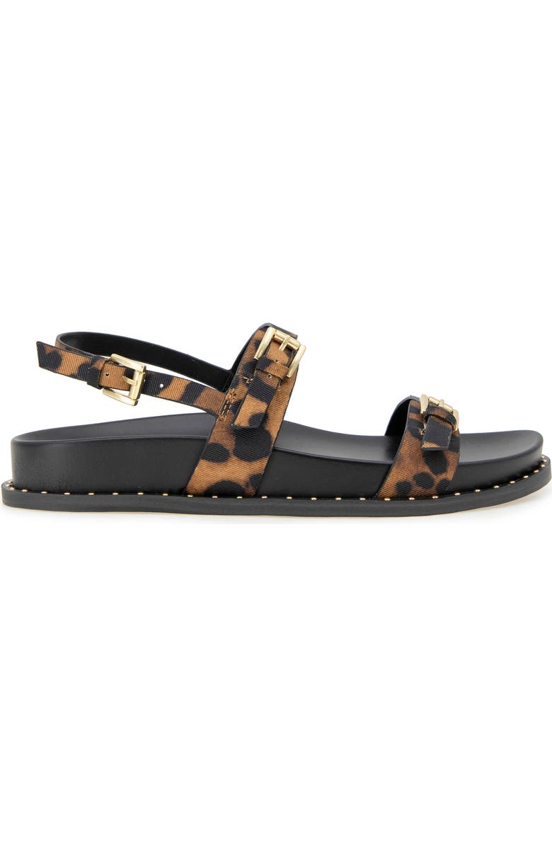 Kenneth Cole Drinity Flat Slingback Sandal, Alternate, color, Leopard Fabric