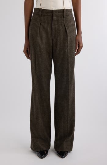 Isabel Marant Lisetta Pinstripe Pleated Wide Leg Wool Blend Isabel Marant Lisetta Pinstripe Pleated Wide Leg Wool Blend