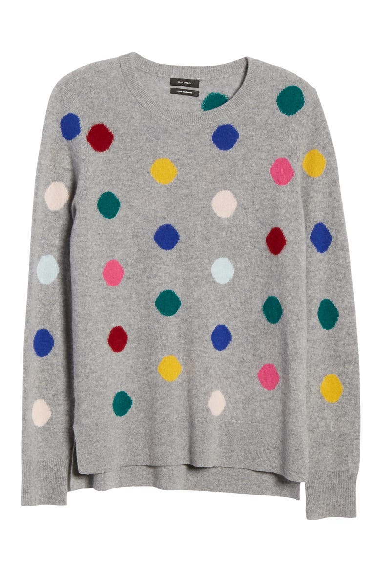 Multicolor Dot Pattern Cashmere Sweater, Alternate, color, GREY MULTI DOT