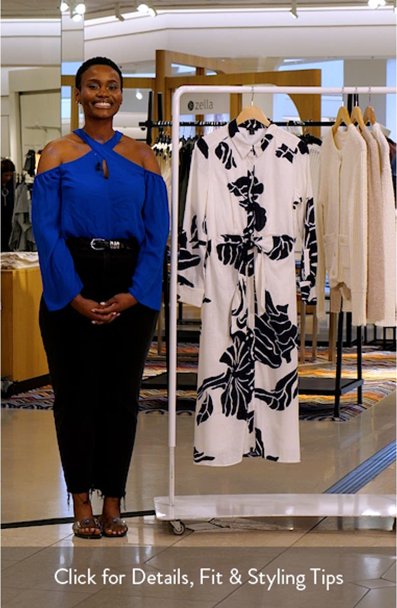 Long Sleeve Tie Waist Maxi Shirtdress, sales video thumbnail