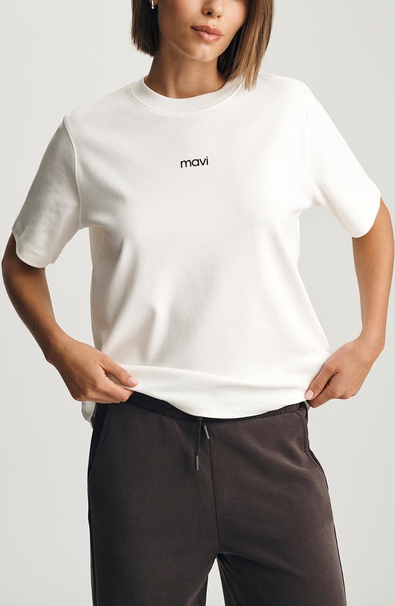 Mavi Jeans Logo Embroidered Crewneck T-Shirt, Main, color, Coconut Milk