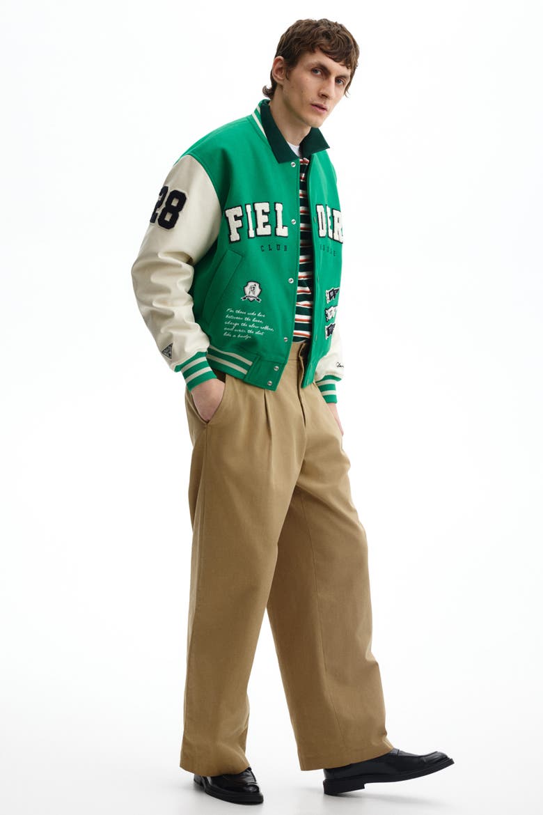 Motif-detail Baseball Jacket, Alternate, color, Green/Rookie of the Year