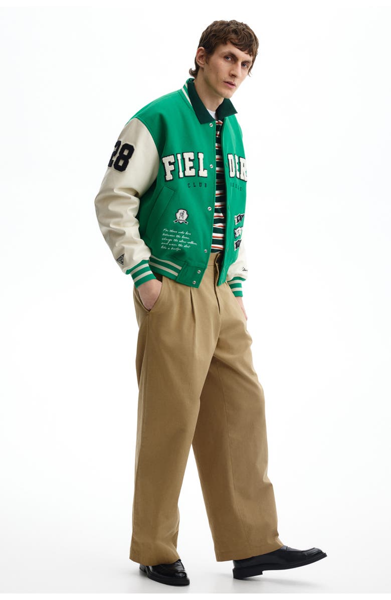 H&M Motif-detail Baseball Jacket, Alternate, color, Green/Rookie Of The Year