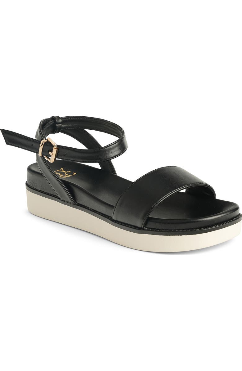 NEW YORK AND COMPANY Charli Ankle Strap Platform Sandal, Main, color, Black