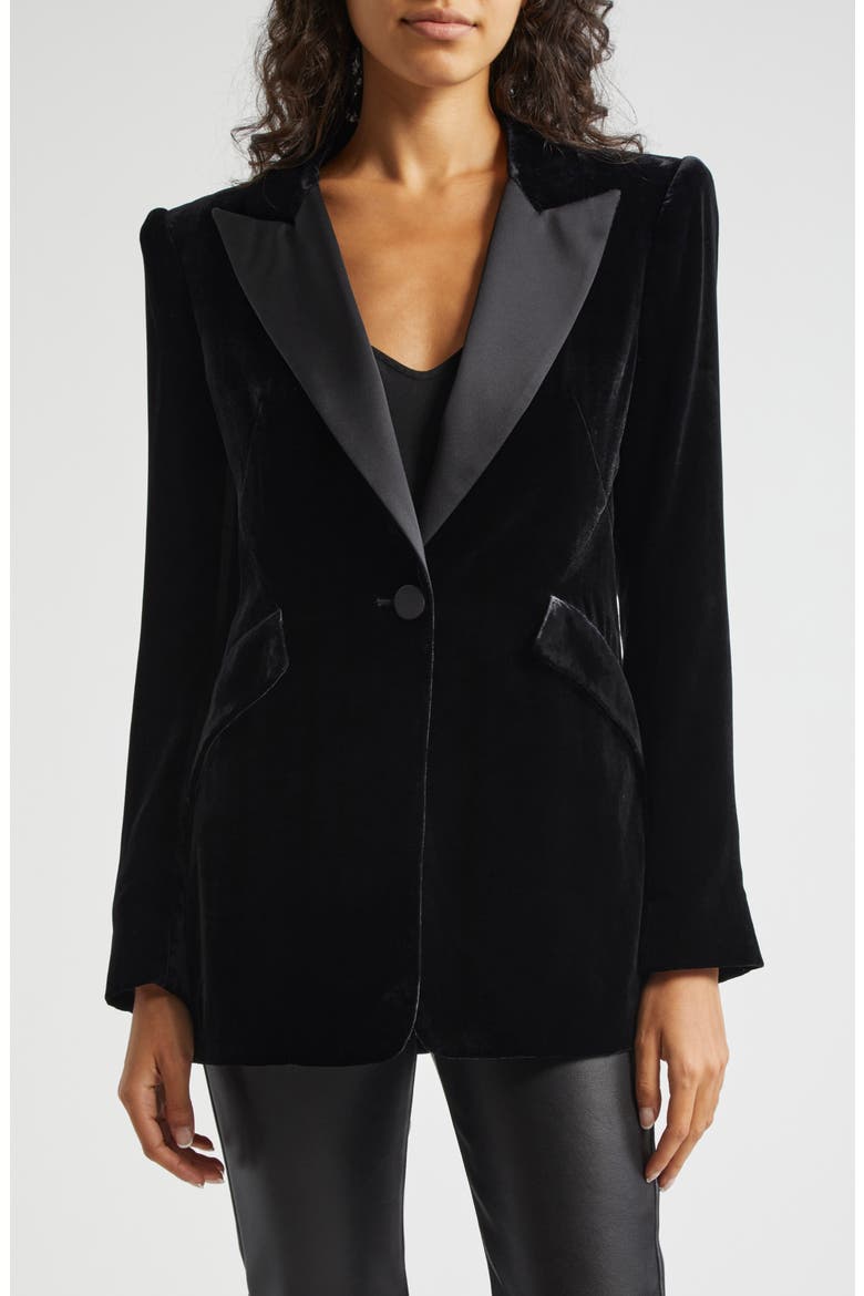 Sheila Structured Velvet Blazer, Main, color, BLACK
