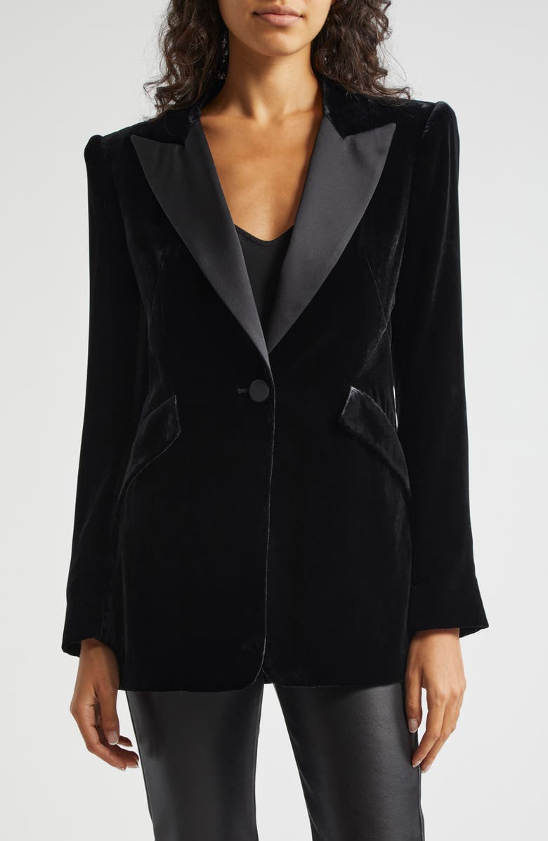 L
AGENCE Sheila Structured Velvet Blazer, Main, color, 