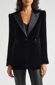 L'AGENCE Sheila Structured Velvet Blazer