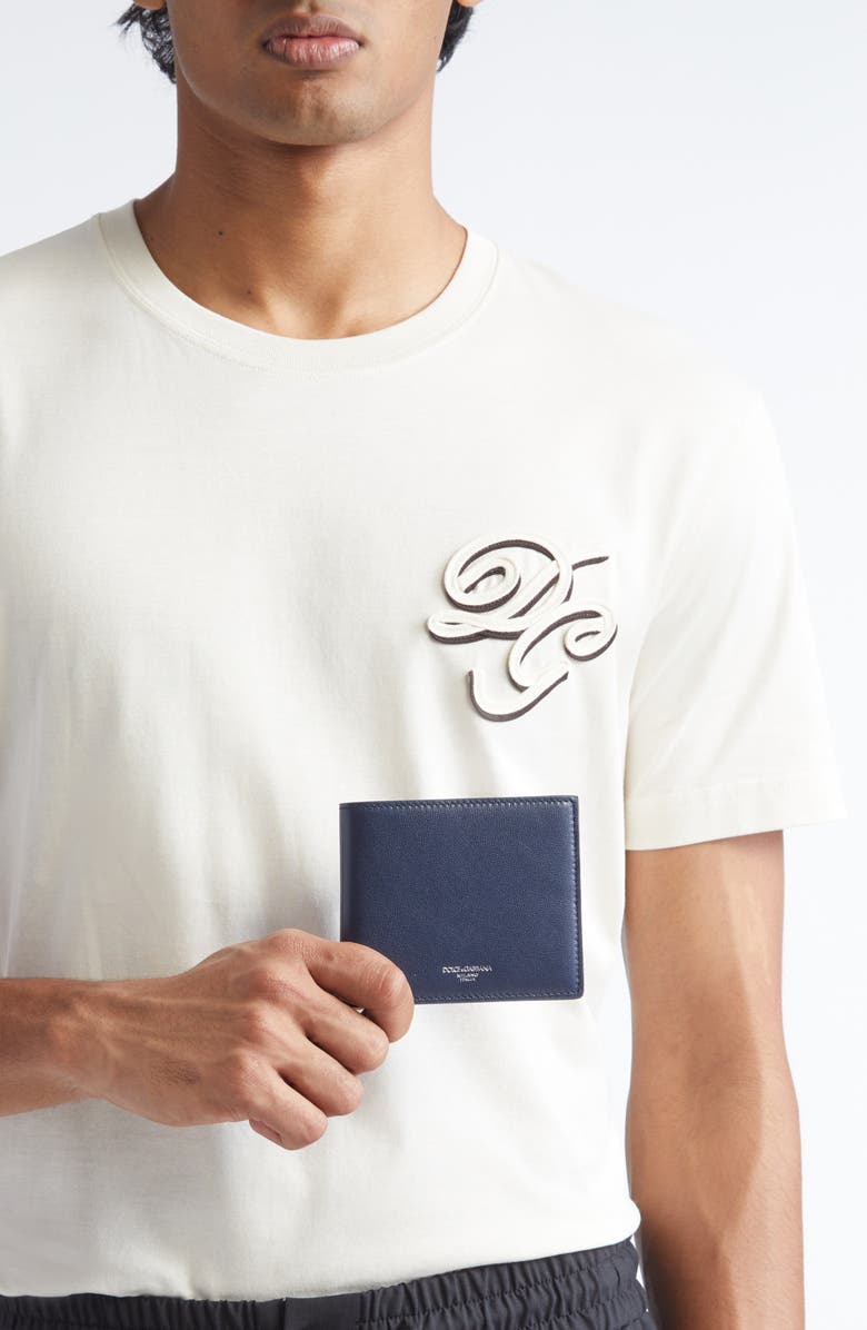 Dolce&Gabbana Leather Bifold Wallet, Alternate, color, Blue Scuro