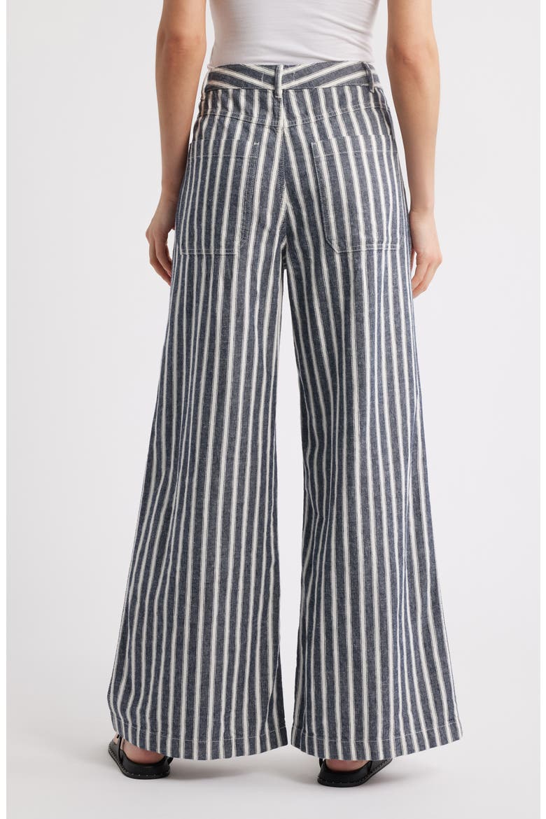 Zoe Relaxed Fit Wide Leg Linen & Cotton Pants, Alternate, color, NAVY WHITE STRIPE