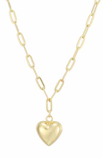 14k Gold Plated Puffy Heart Pendant Necklace