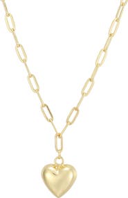Adornia 14k Gold Plated Puffy Heart Pendant Necklace