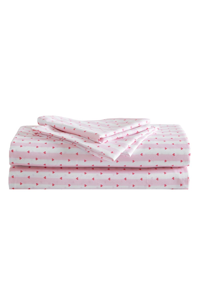 Betsey Johnson Wonderland Stripe Sheet Set, Main, color, Bright Pink