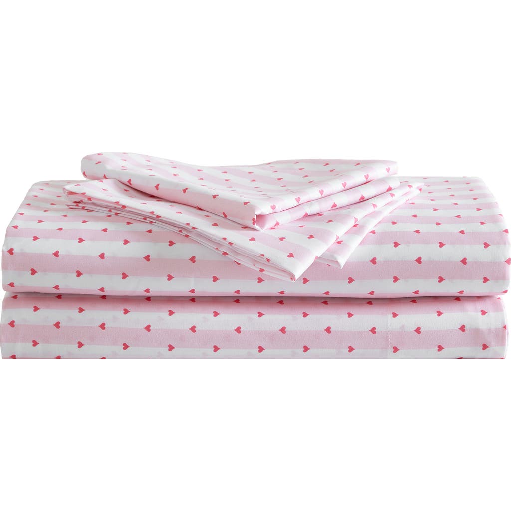 Betsey Johnson Wonderland Stripe Sheet Set In Bright Pink