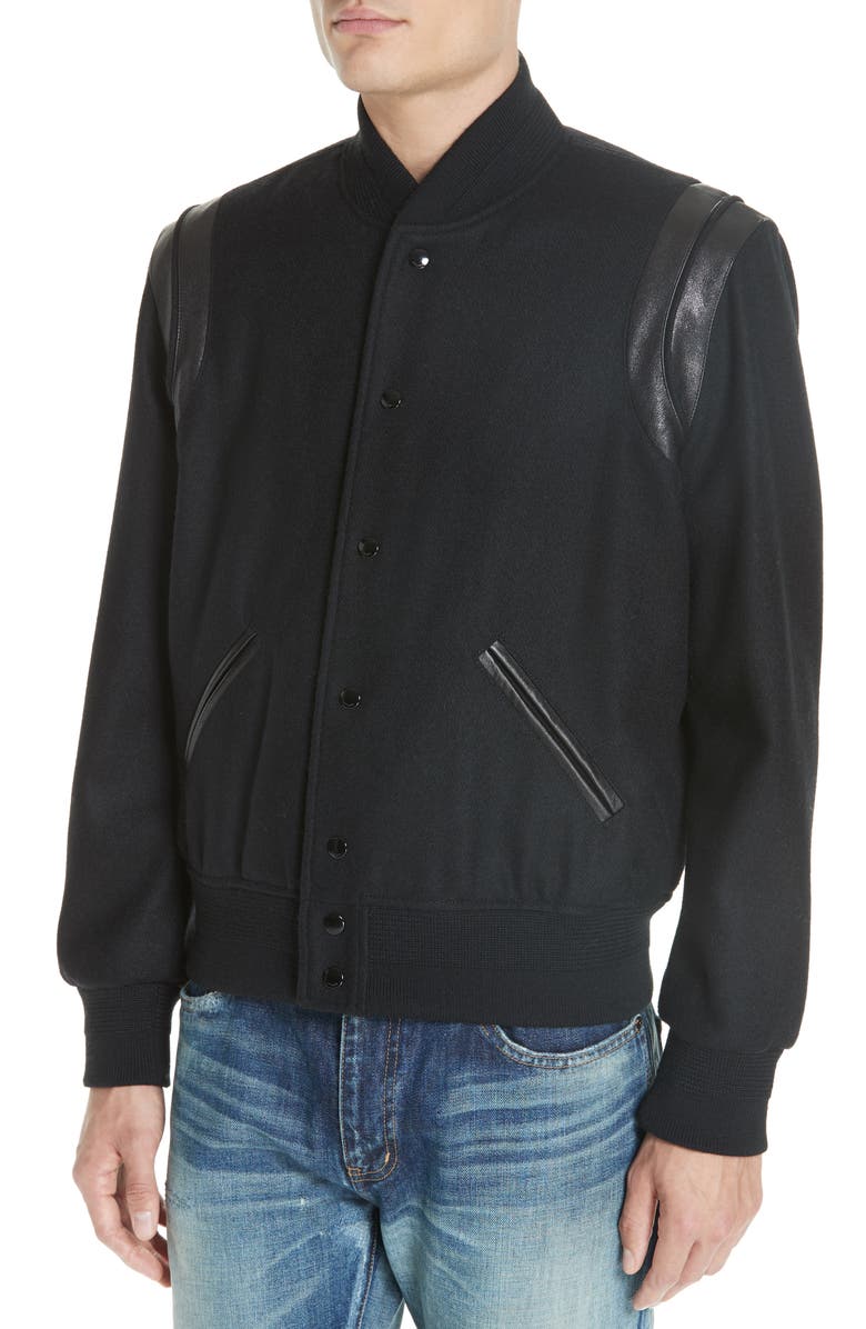 Saint Laurent Teddy Bomber Jacket, Alternate, color,