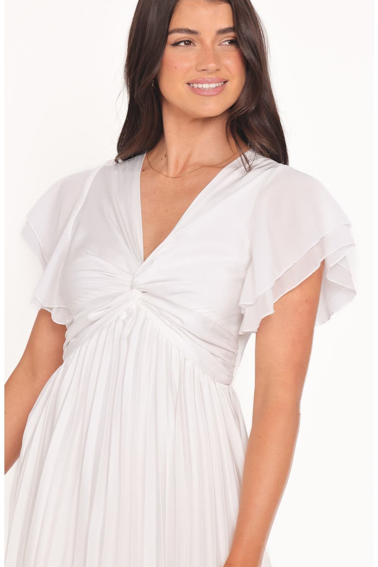 Nova Flutter Sleeve Midi Dress, Alternate, color, WHITE